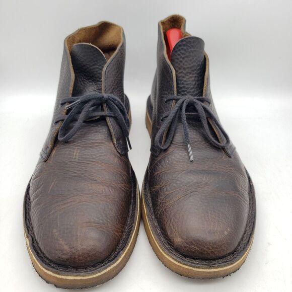CLARKS Desert Chukka Boots Mens Size 10.5 M Bushacre Pebbled Brown Leather 21621 - Picture 4 of 9